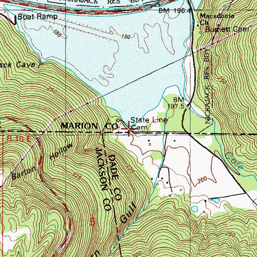 Topographic Map of State Line Cemetery, TN