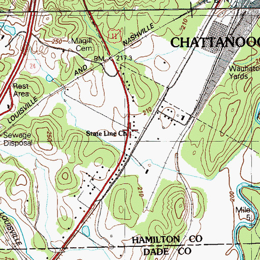 Topographic Map of State Line Church, TN