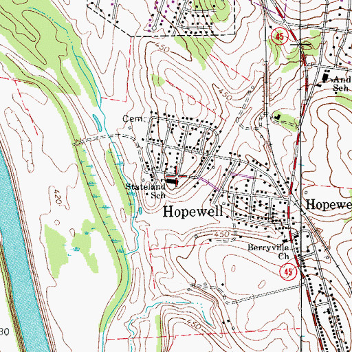 Topographic Map of Stateland School, TN