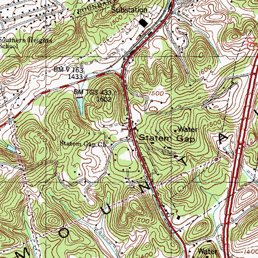 Topographic Map of Statem Gap, TN