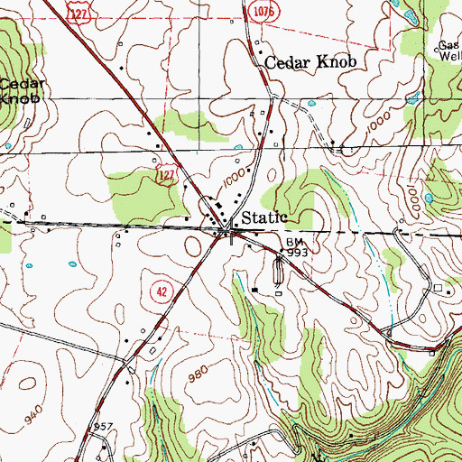 Topographic Map of Static, TN