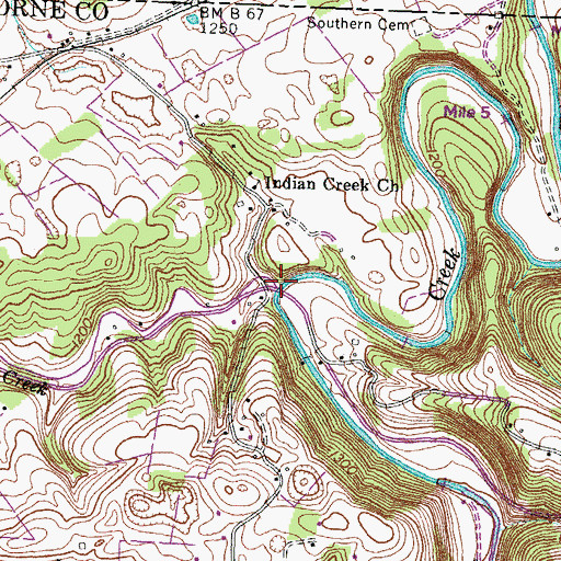 Topographic Map of Station Creek, TN