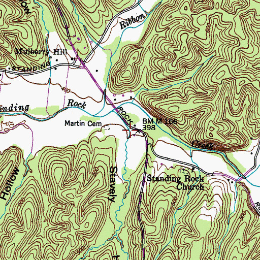 Topographic Map of Stavely Hollow, TN