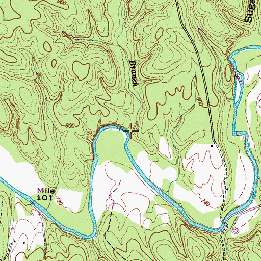 Topographic Map of Steel Branch, TN