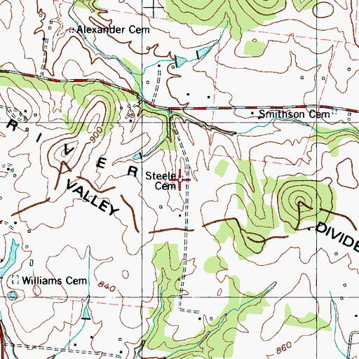 Topographic Map of Steele Cemetery, TN