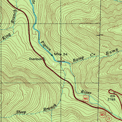 Topographic Map of Steep Branch, TN