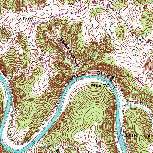 Topographic Map of Steep Gut Hollow, TN