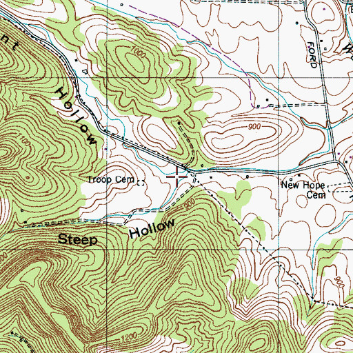 Topographic Map of Steep Hollow, TN