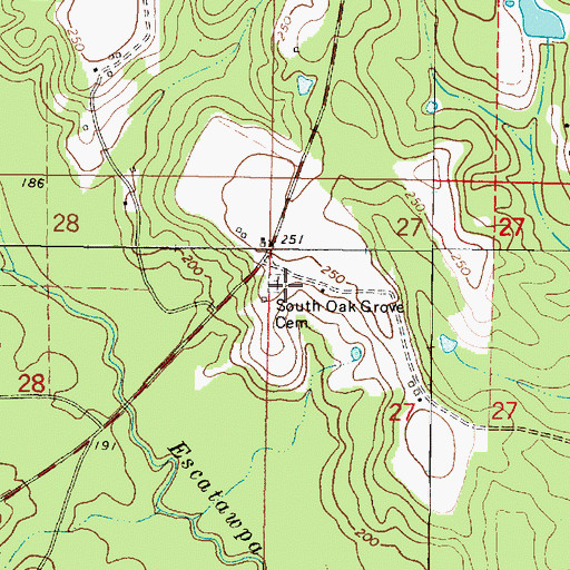 Topographic Map of South Oak Grove Cemetery, AL