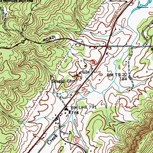 Topographic Map of Stegall Cemetery, TN