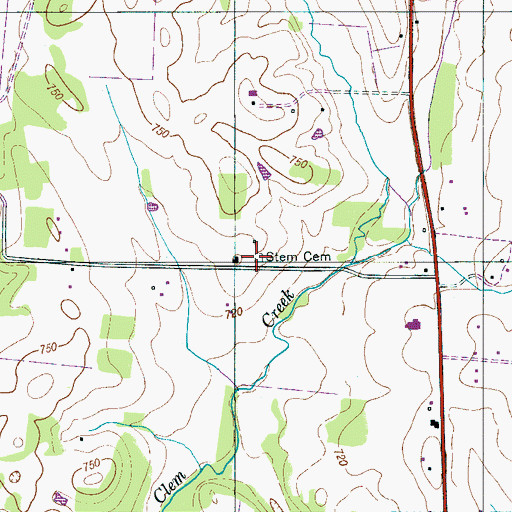 Topographic Map of Stem Cemetery, TN