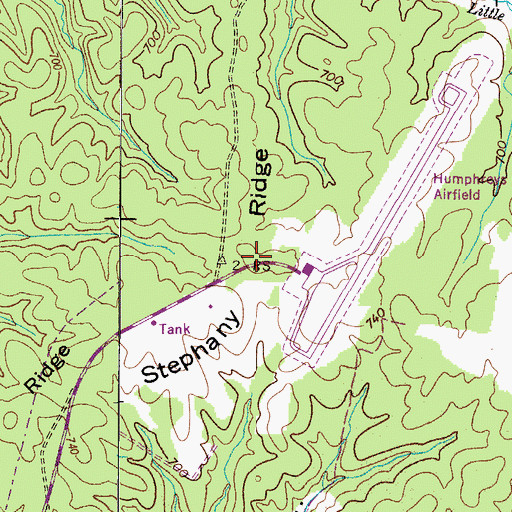 Topographic Map of Stephany Ridge, TN