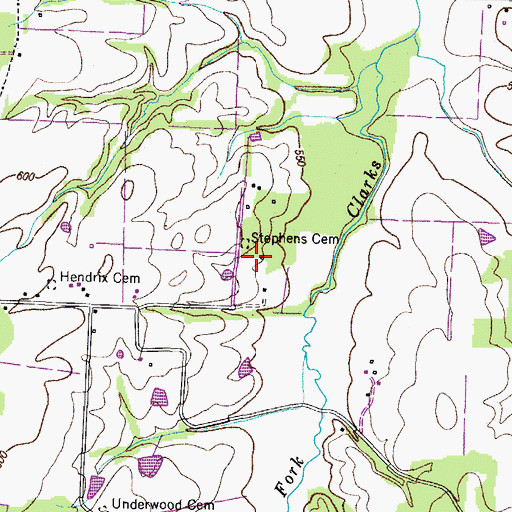 Topographic Map of Stephens Cemetery, TN