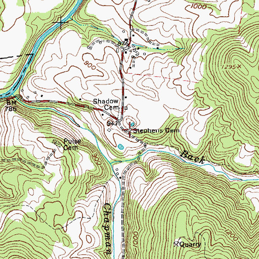 Topographic Map of Stephens Cemetery, TN