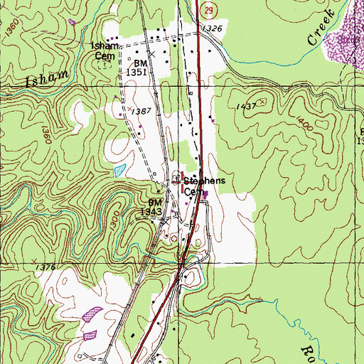 Topographic Map of Stephens Cemetery, TN