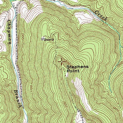 Topographic Map of Stephens Point, TN