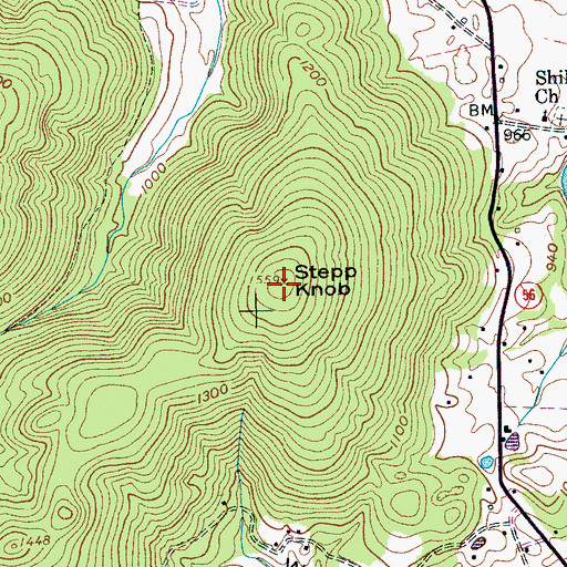 Topographic Map of Stepp Knob, TN