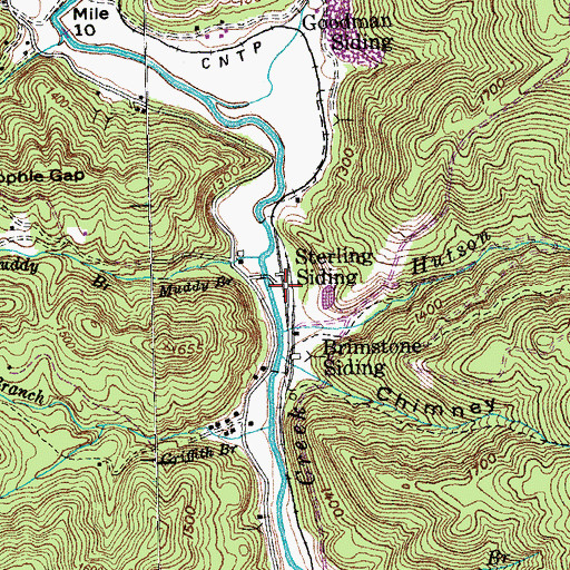 Topographic Map of Sterling Siding, TN