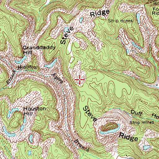 Topographic Map of Steve Ridge, TN