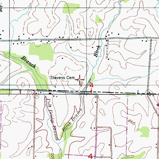 Topographic Map of Stevens Cemetery, TN