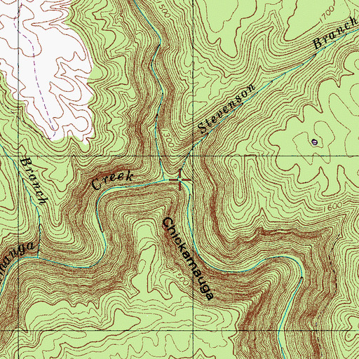 Topographic Map of Stevenson Branch, TN