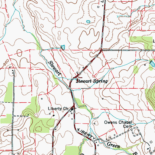 Topographic Map of Stewart Spring, TN