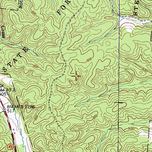 Topographic Map of Stewart State Forest, TN