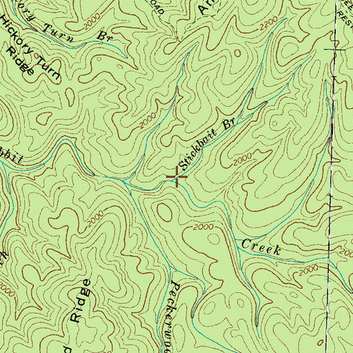 Topographic Map of Stickbait Branch, TN
