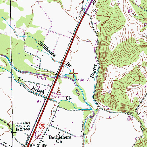 Topographic Map of Stillhouse Branch, TN