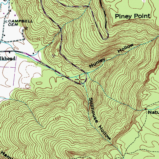 Topographic Map of Stillhouse Hollow, TN