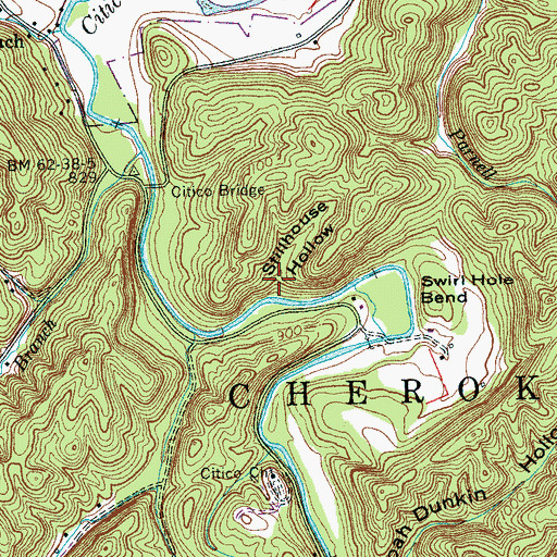 Topographic Map of Stillhouse Hollow, TN