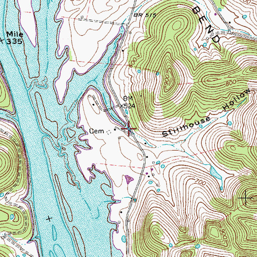 Topographic Map of Stillhouse Hollow, TN