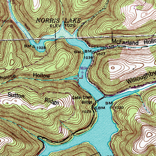 Topographic Map of Stillhouse Hollow, TN