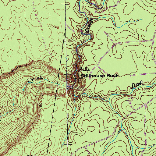 Topographic Map of Stillhouse Rock, TN