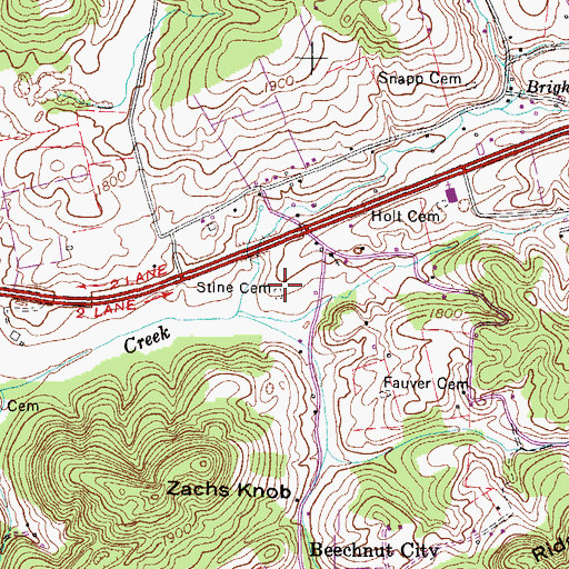 Topographic Map of Stine Cemetery, TN