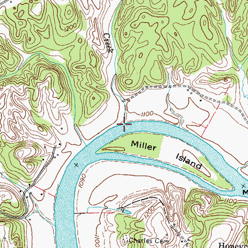 Topographic Map of Stinking Creek, TN