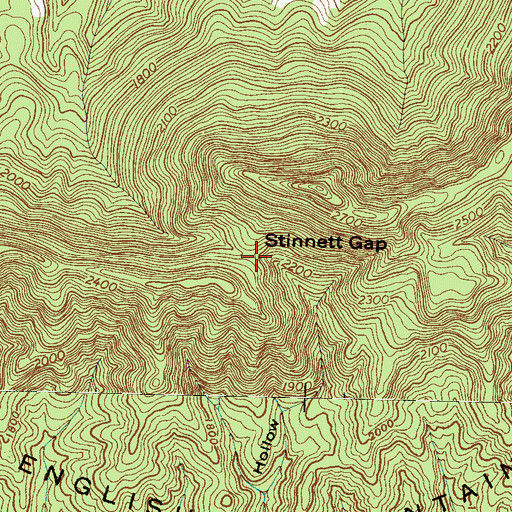 Topographic Map of Stinnett Gap, TN
