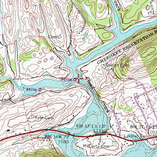 Topographic Map of Stock Creek, TN