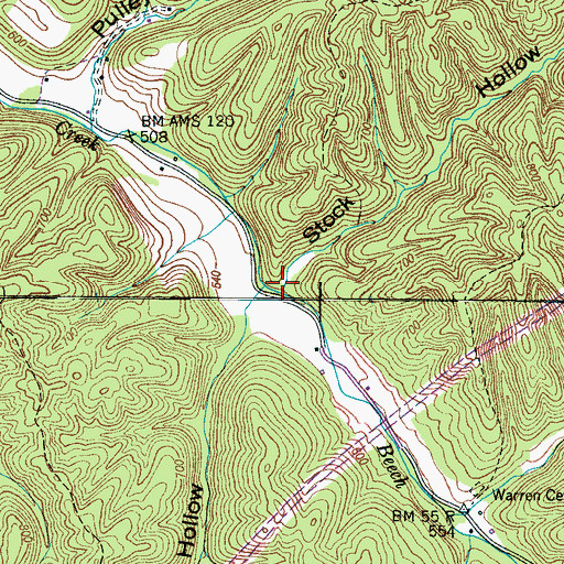 Topographic Map of Stock Hollow, TN