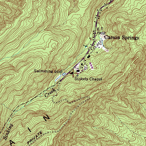 Topographic Map of Stokely Chapel, TN