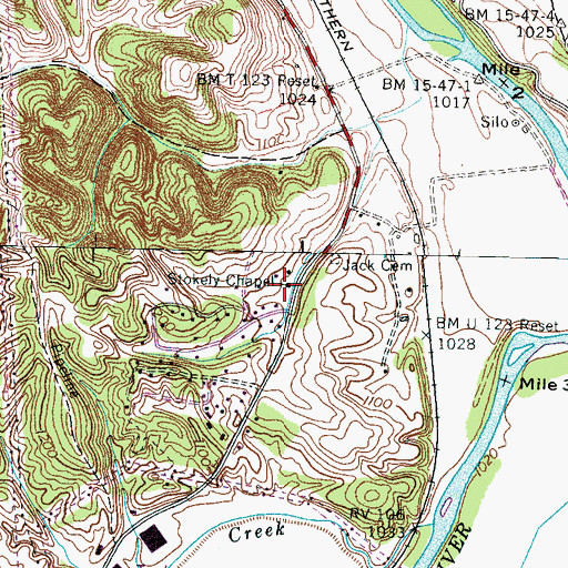 Topographic Map of Stokely Chapel, TN