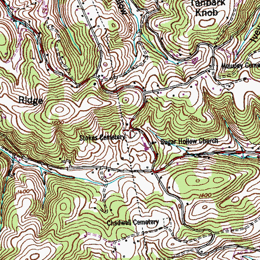 Topographic Map of Stokes Cemetery, TN