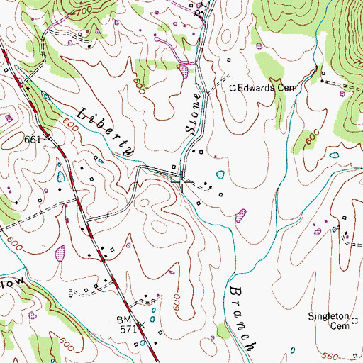 Topographic Map of Stone Branch, TN