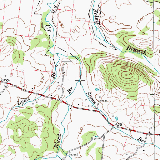 Topographic Map of Stone Branch, TN