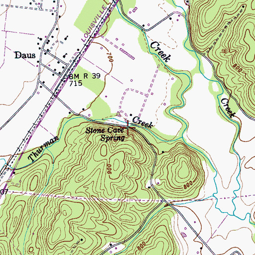 Topographic Map of Stone Cave Spring, TN