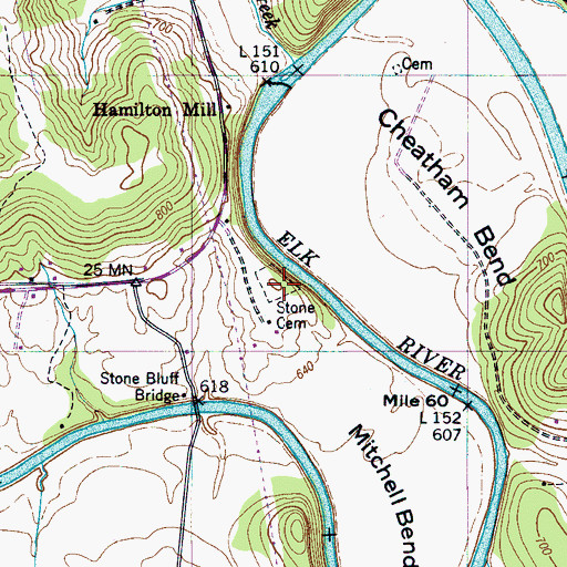 Topographic Map of Stone Cemetery, TN