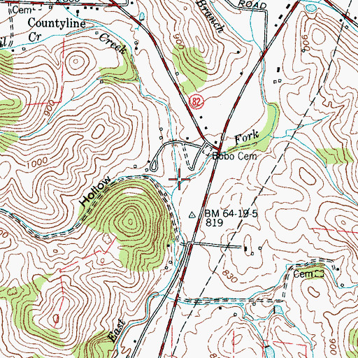 Topographic Map of Stone Creek, TN