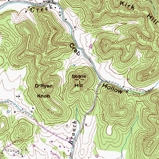 Topographic Map of Stone Hill, TN