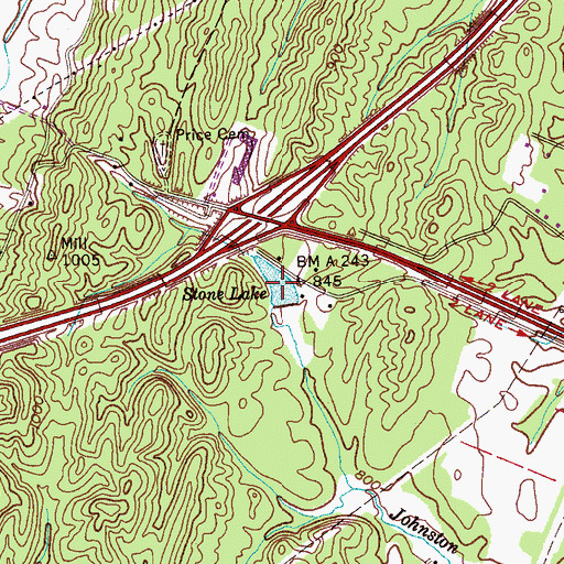 Topographic Map of Stone Lake, TN