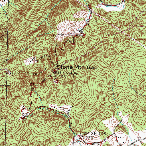 Topographic Map of Stone Mountain, TN